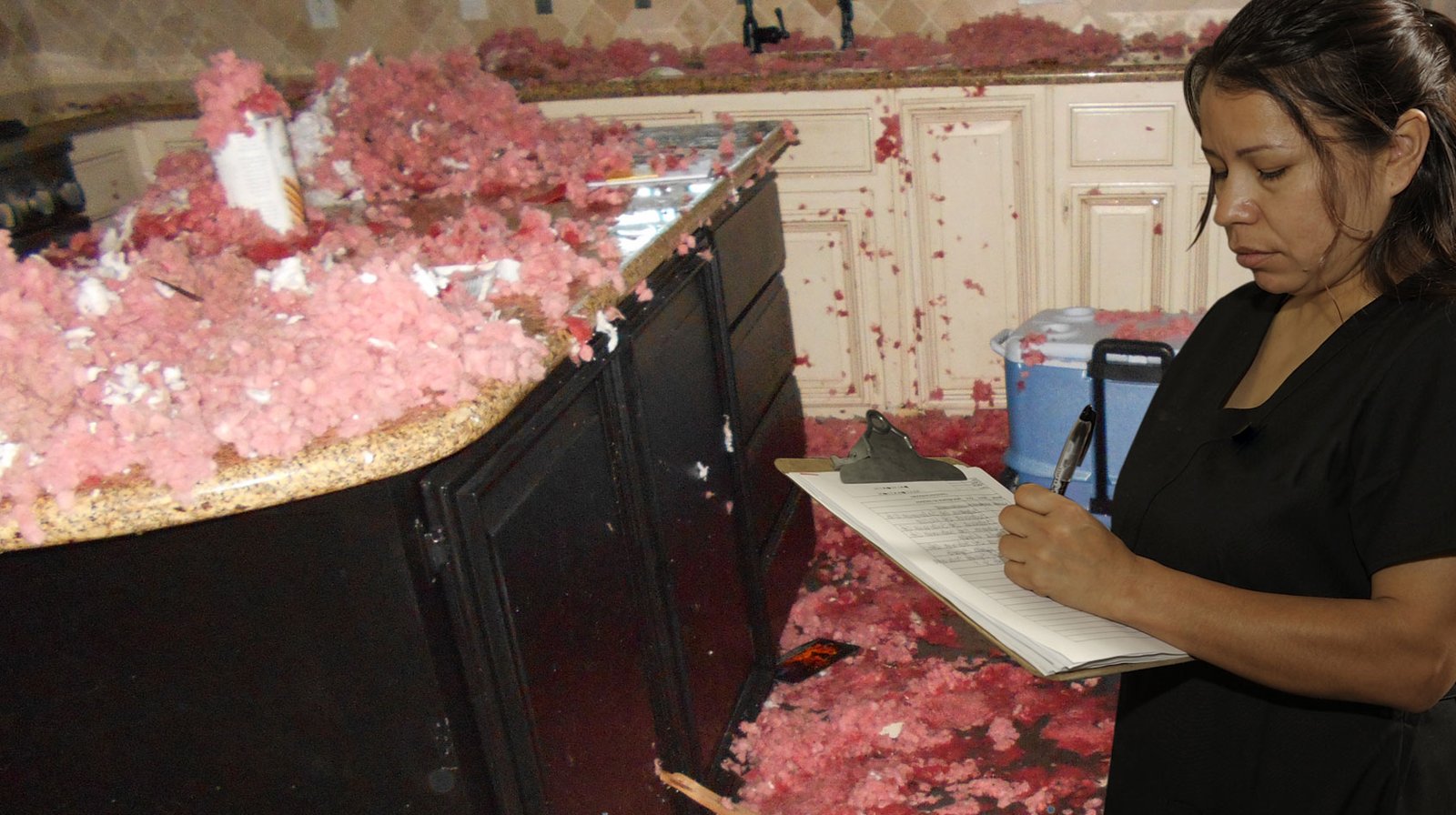 A water damage technician preparing equipment for structural drying
